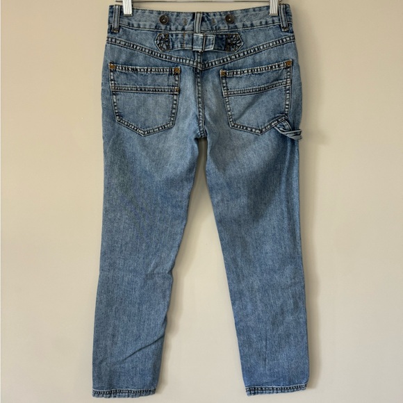 Free People low rise straight leg distressed hem button detail jeans size 25 - Picture 9 of 12